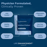 Life Enhancement Motion Potion usuario disfrutando la bebida para confort diario.