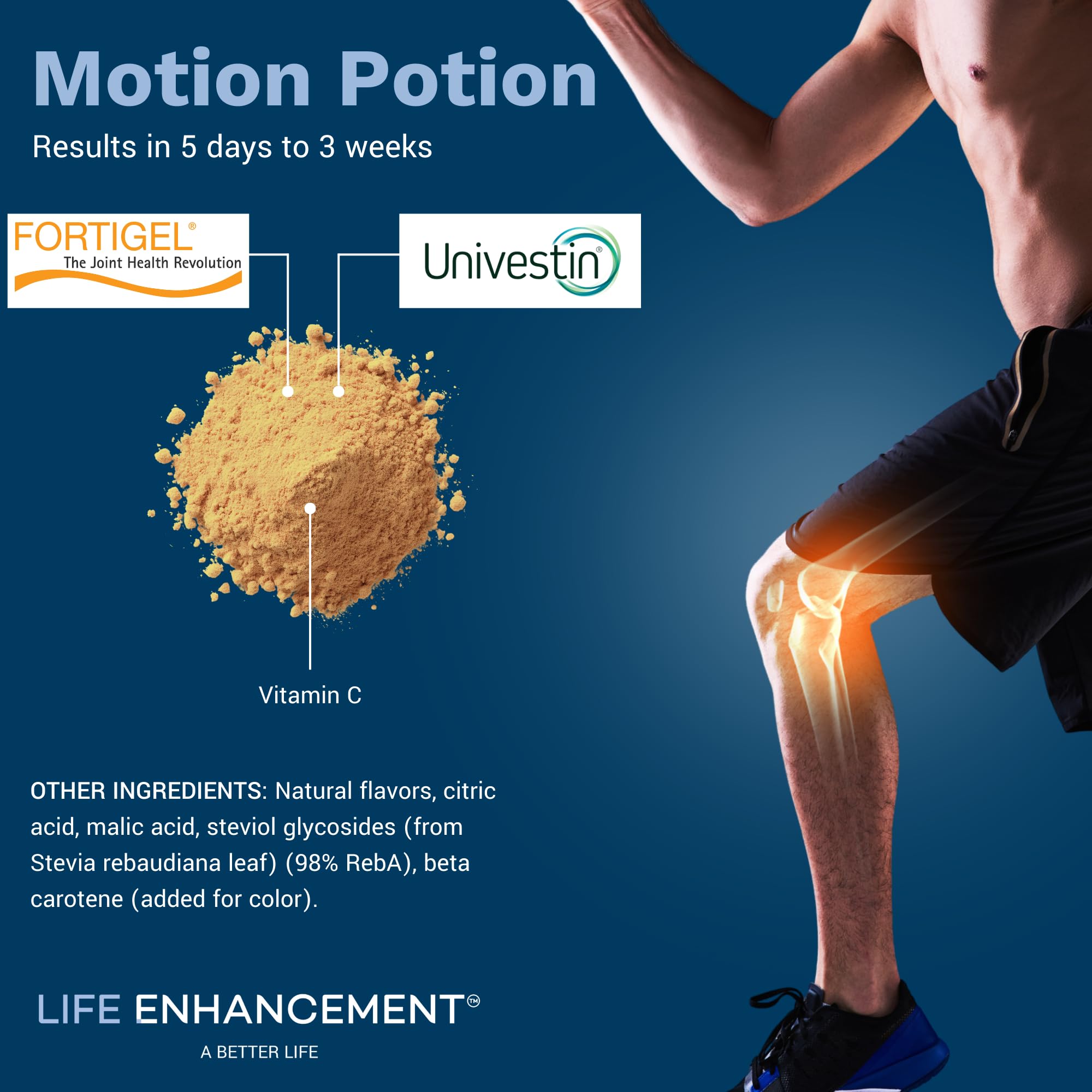Life Enhancement Motion Potion vaso con bebida lista para tomar.