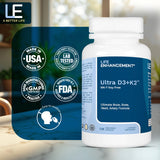 Life Enhancement Vitamin D3 K2 – cápsula vegetariana para apoyo inmunológico y muscular.