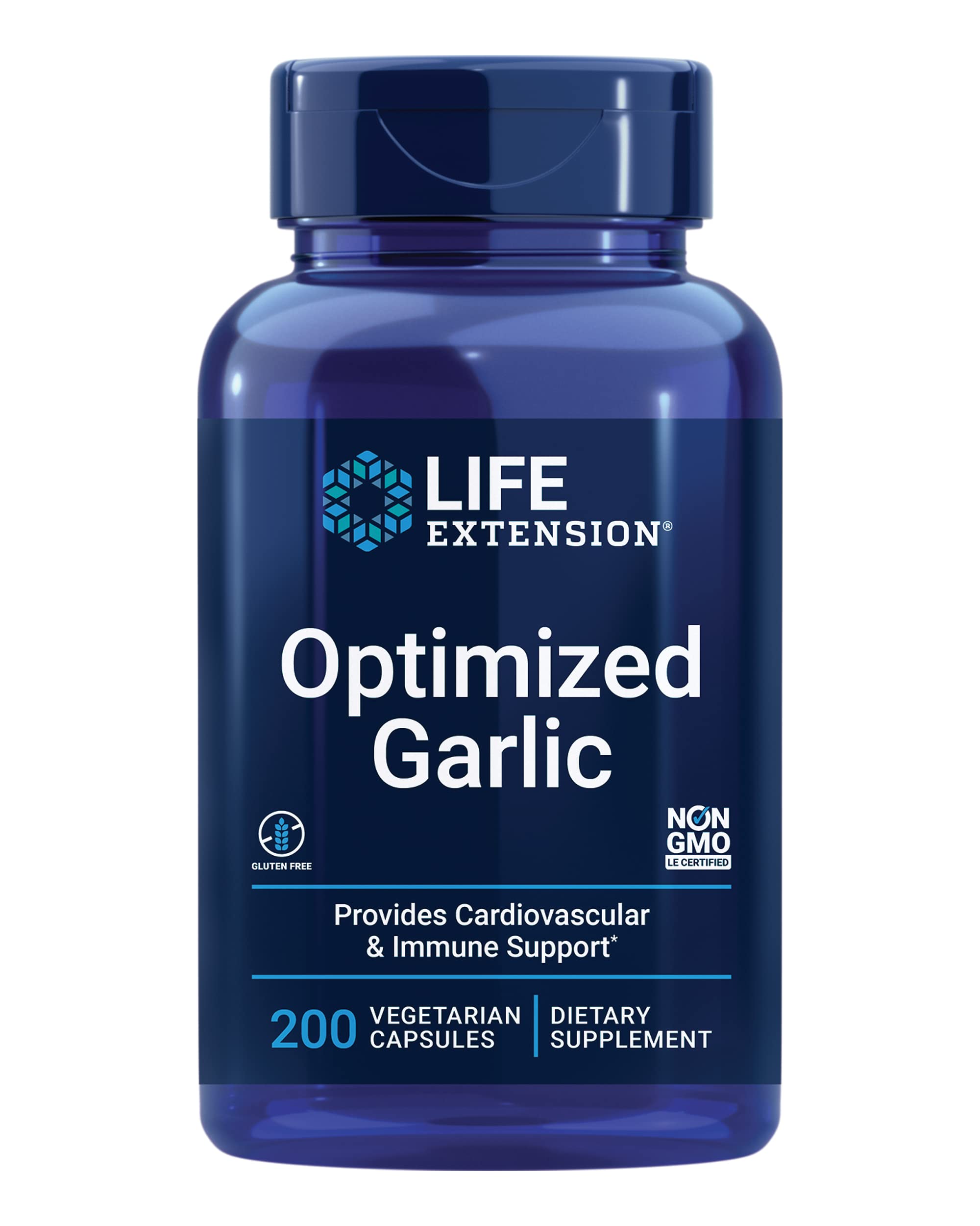 Life Extension Ajo Optimizado: cápsulas frente a la botella para apoyo cardiovascular