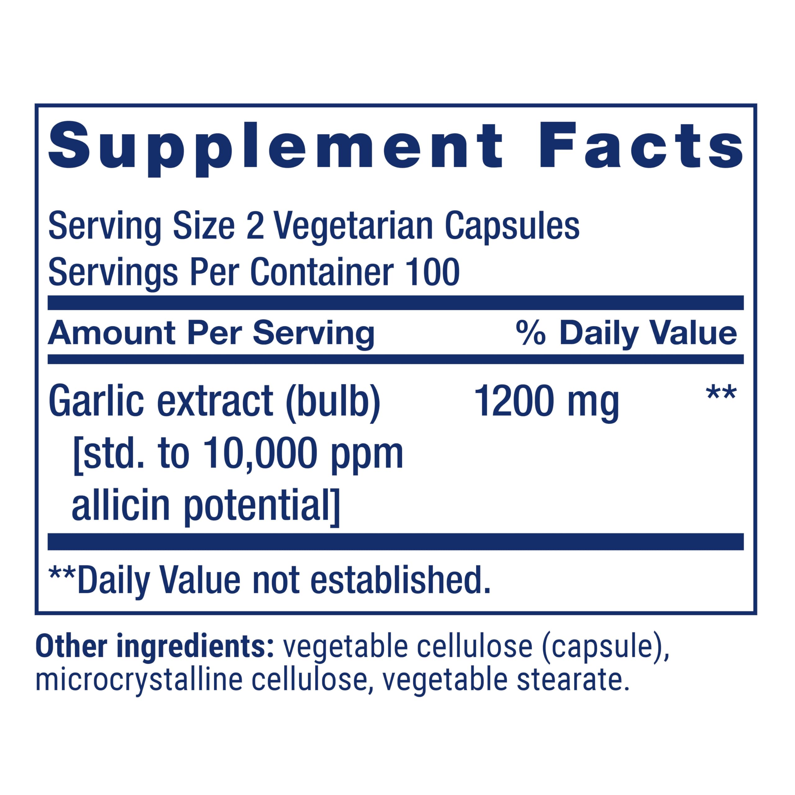 Life Extension Ajo Optimizado: etiqueta de ingredientes muestra pureza y calidad