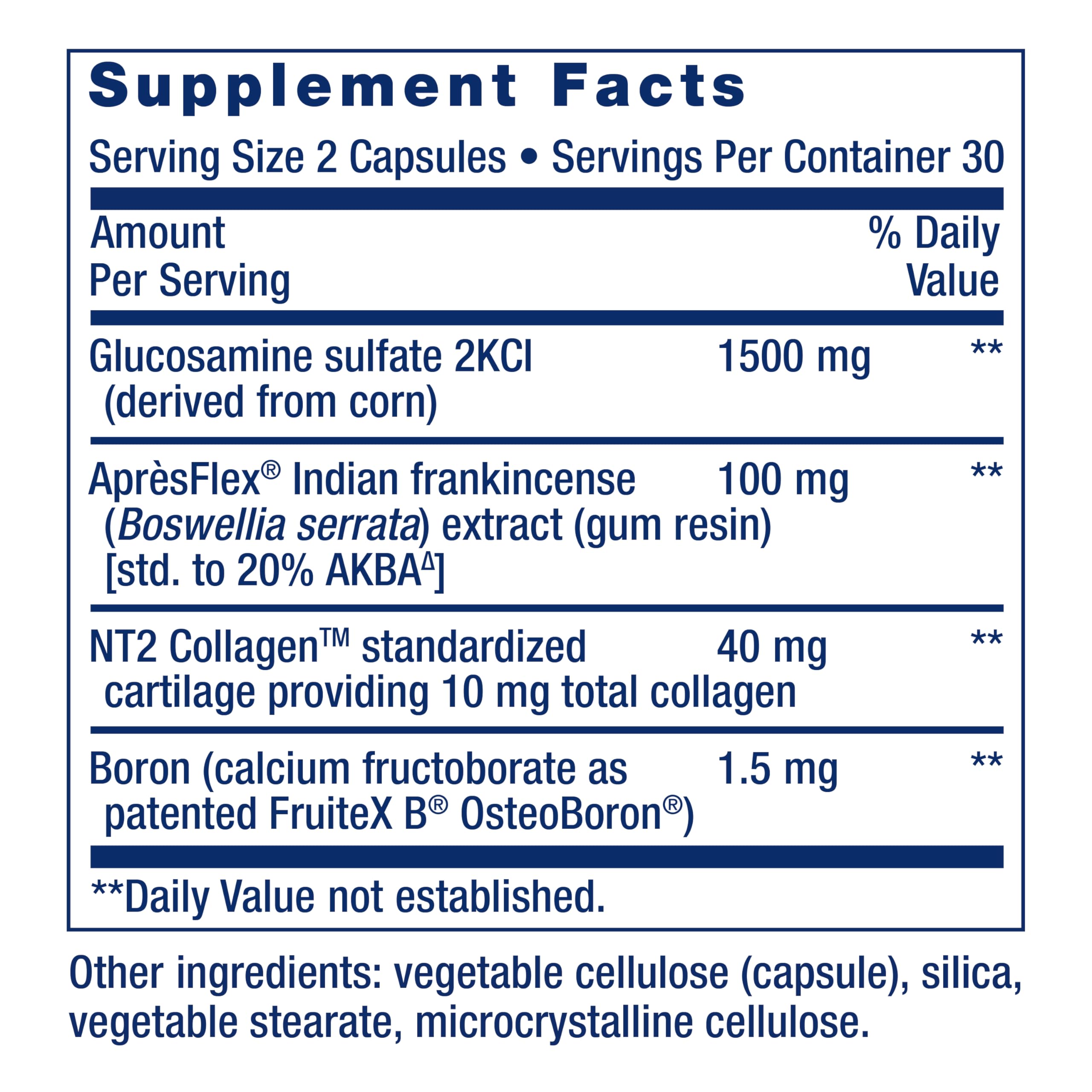 Life Extension ArthroMax etiqueta muestra ingredientes clave y beneficios potenciales