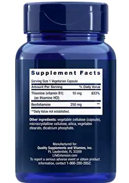 Life Extension Mega Benfotiamina, paquete doble: protección antioxidante y bienestar diario