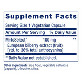 Etiqueta frontal Life Extension Bilberry Extract para reconocimiento rápido y cuidado visual.