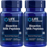 Life Extension Bioactive Milk Peptides en envase, posible apoyo al bienestar y relajación.