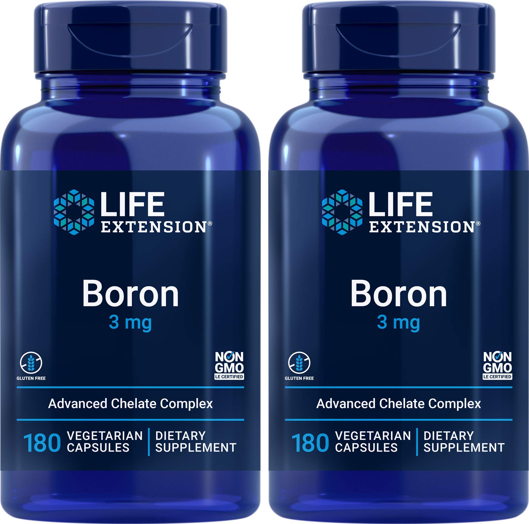 Life Extension Boron 3 mg pack frontal: posible apoyo a la salud ósea.