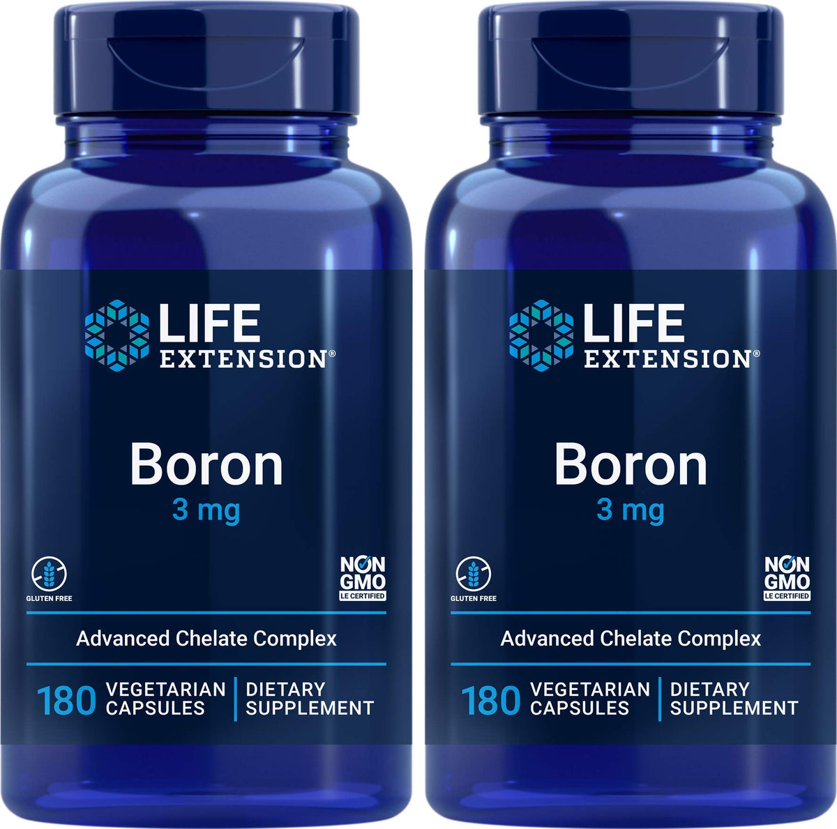 Life Extension Boron 3 mg pack frontal: posible apoyo a la salud ósea.