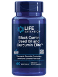Life Extension: botella con aceite de comino negro y curcumina Elite para uso diario.