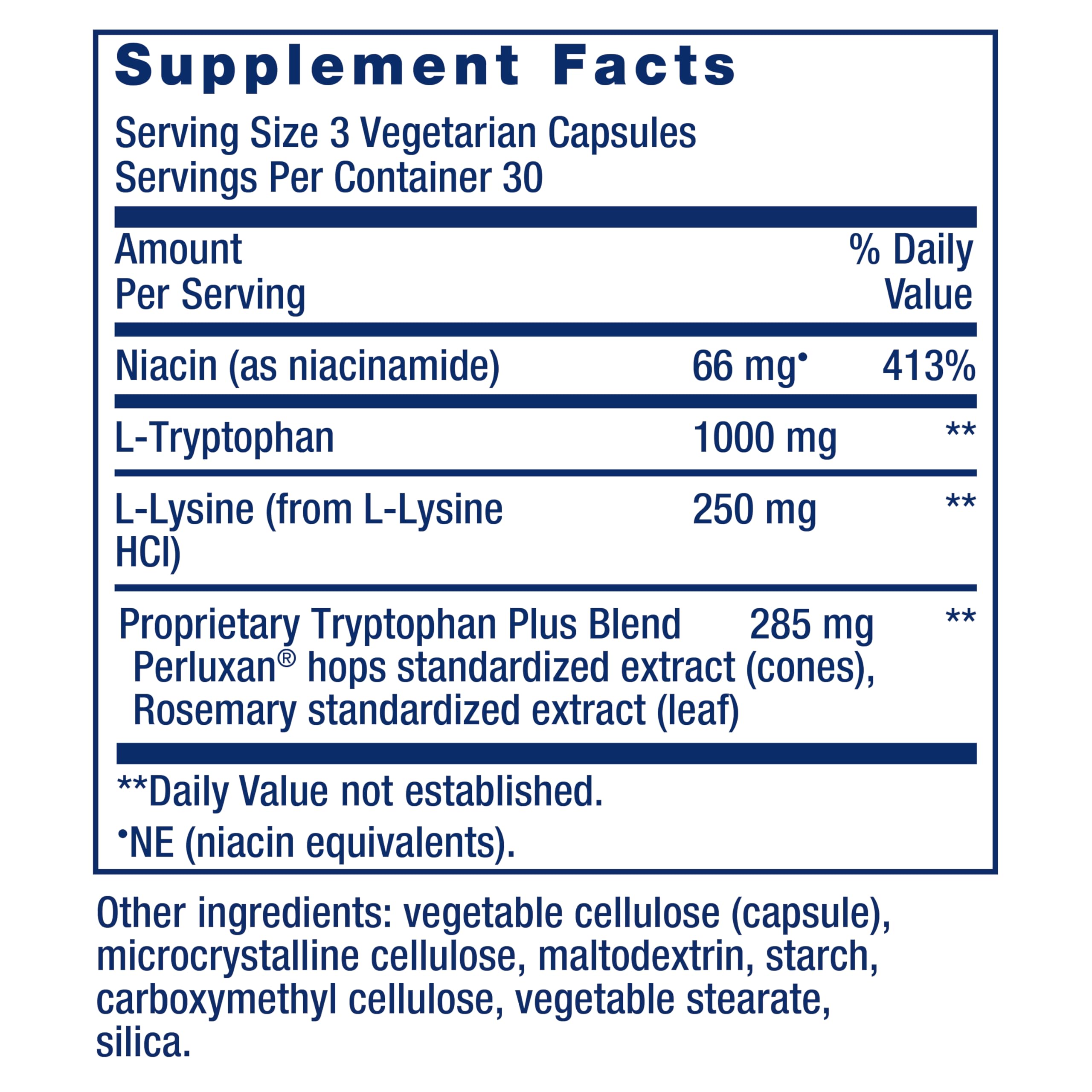 Life Extension Botella Triptófano 1000mg, cápsulas para uso diario.