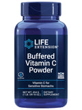 Life Extension Buffered Vitamin C Powder en envase, polvo fino diseñado para estómagos sensibles.