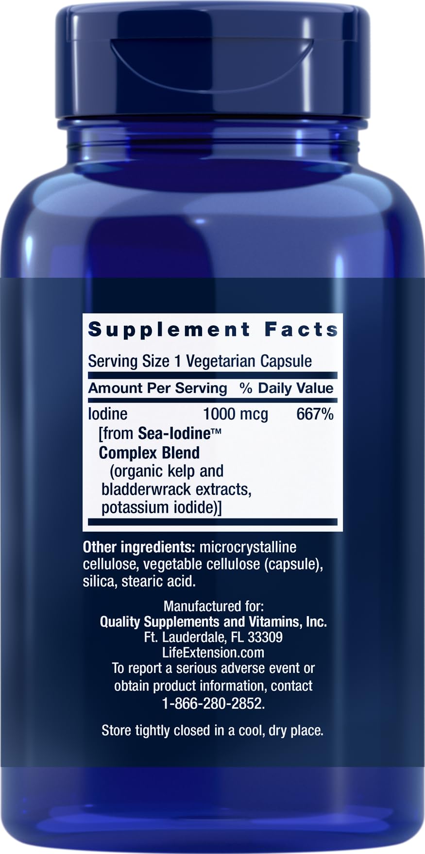 Life Extension Sea Iodine: cápsulas vegetarianas fáciles de tragar para uso diario