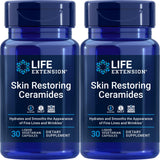 Life Extension ceramidas restauradoras de piel, imagen frontal, cápsulas líquidas para hidratación diaria.