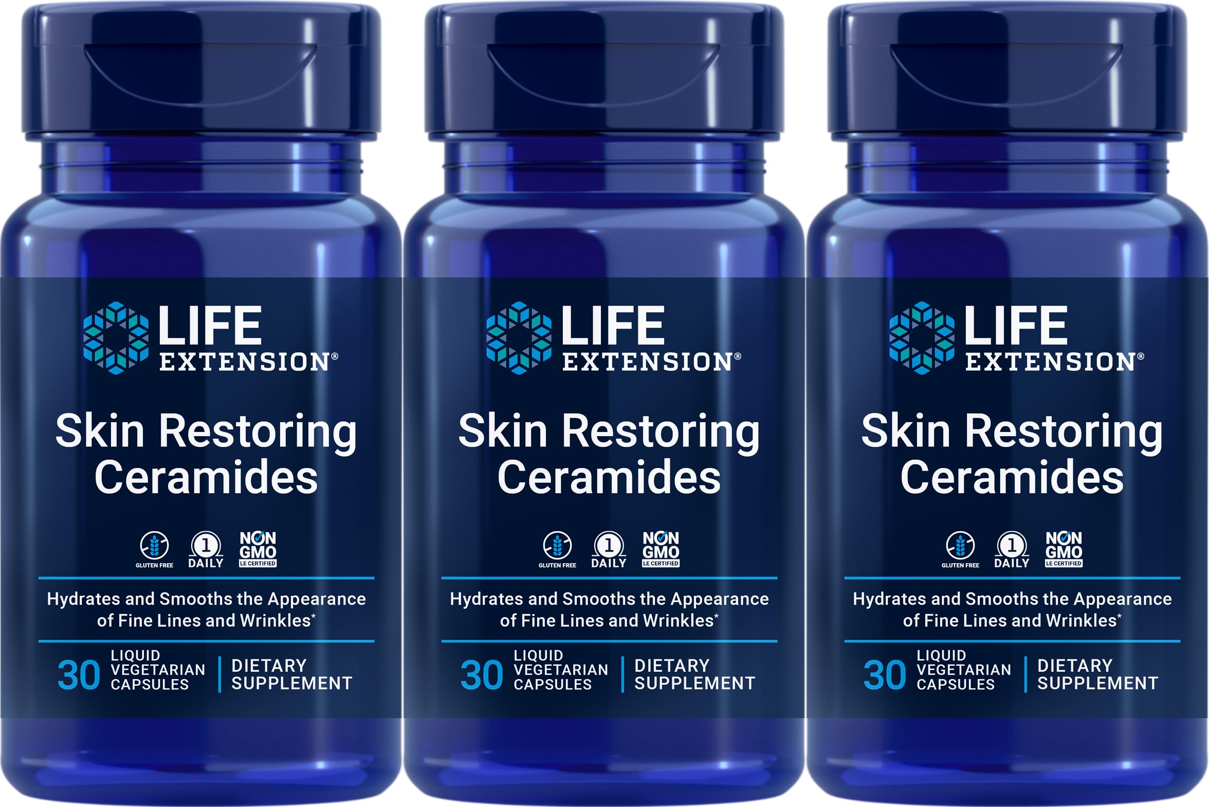 Life Extension ceramidas restauradoras de piel, frasco de cápsulas líquidas para hidratación esencial