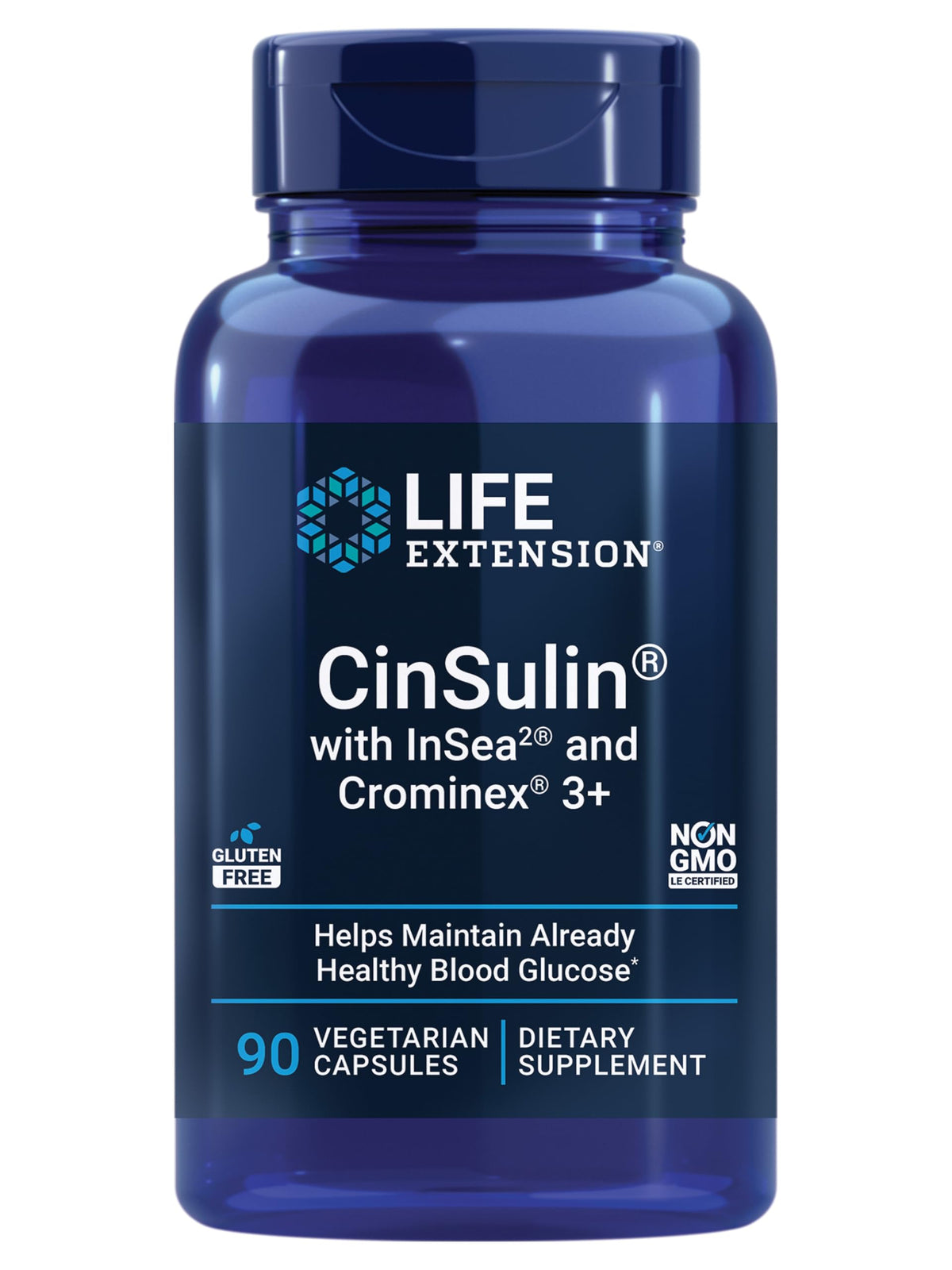 Life Extension CinSulin: botella de 90 cápsulas para apoyar metabolismo saludable y saciedad