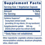 Life Extension Cytokine Suppress, etiqueta de ingredientes, indica pureza y calidad