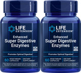 Life Extension Enhanced Super Digestive Enzymes frasco frontal, apoyo digestivo para proteínas y grasas.