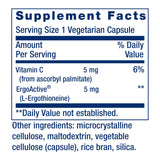 Life Extension Essential Youth L-Ergothioneína etiqueta, información de ingredientes de alta pureza.