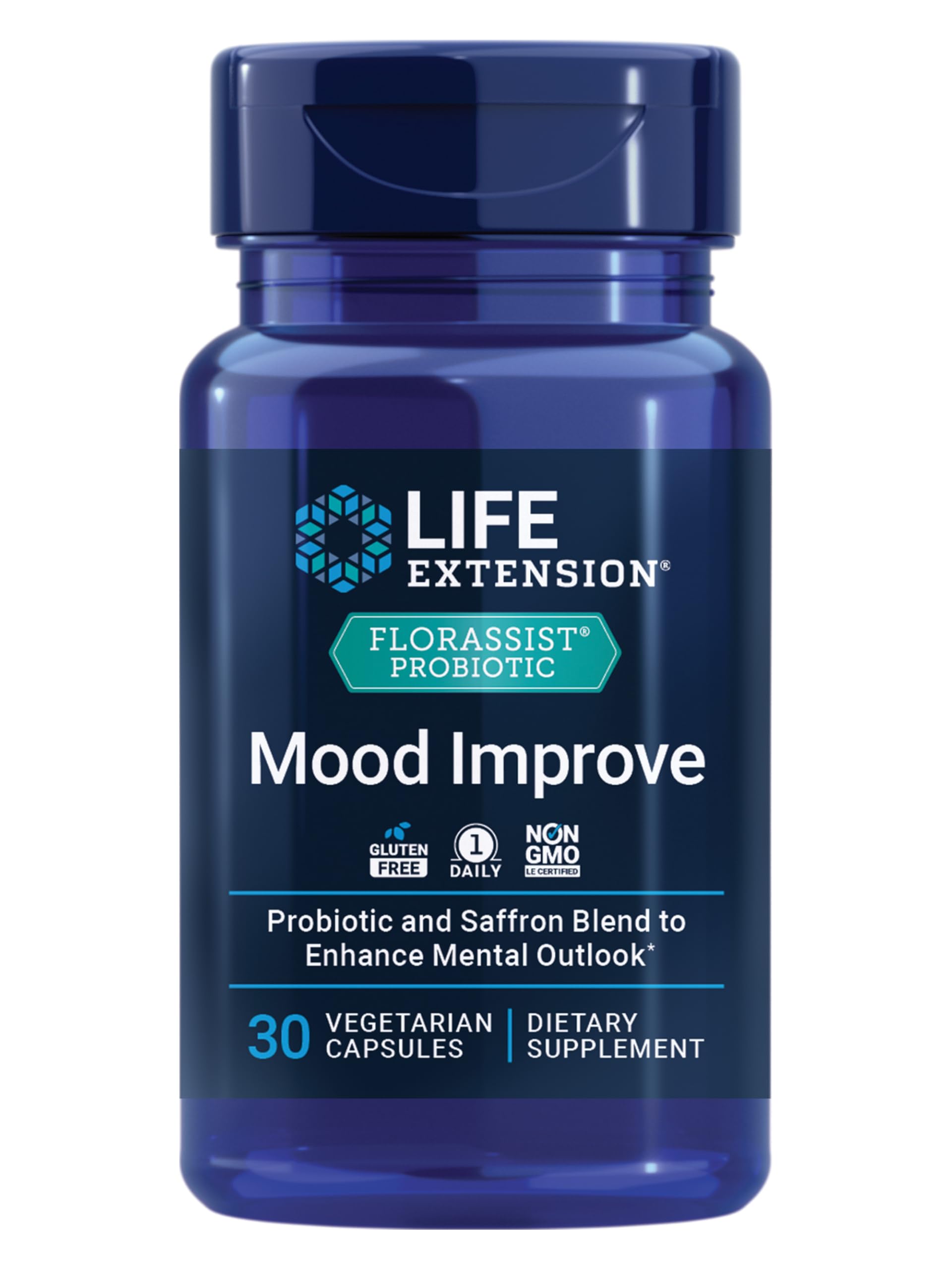 Life Extension FlorAssist cápsulas: posible apoyo al estado de ánimo y bienestar digestivo.