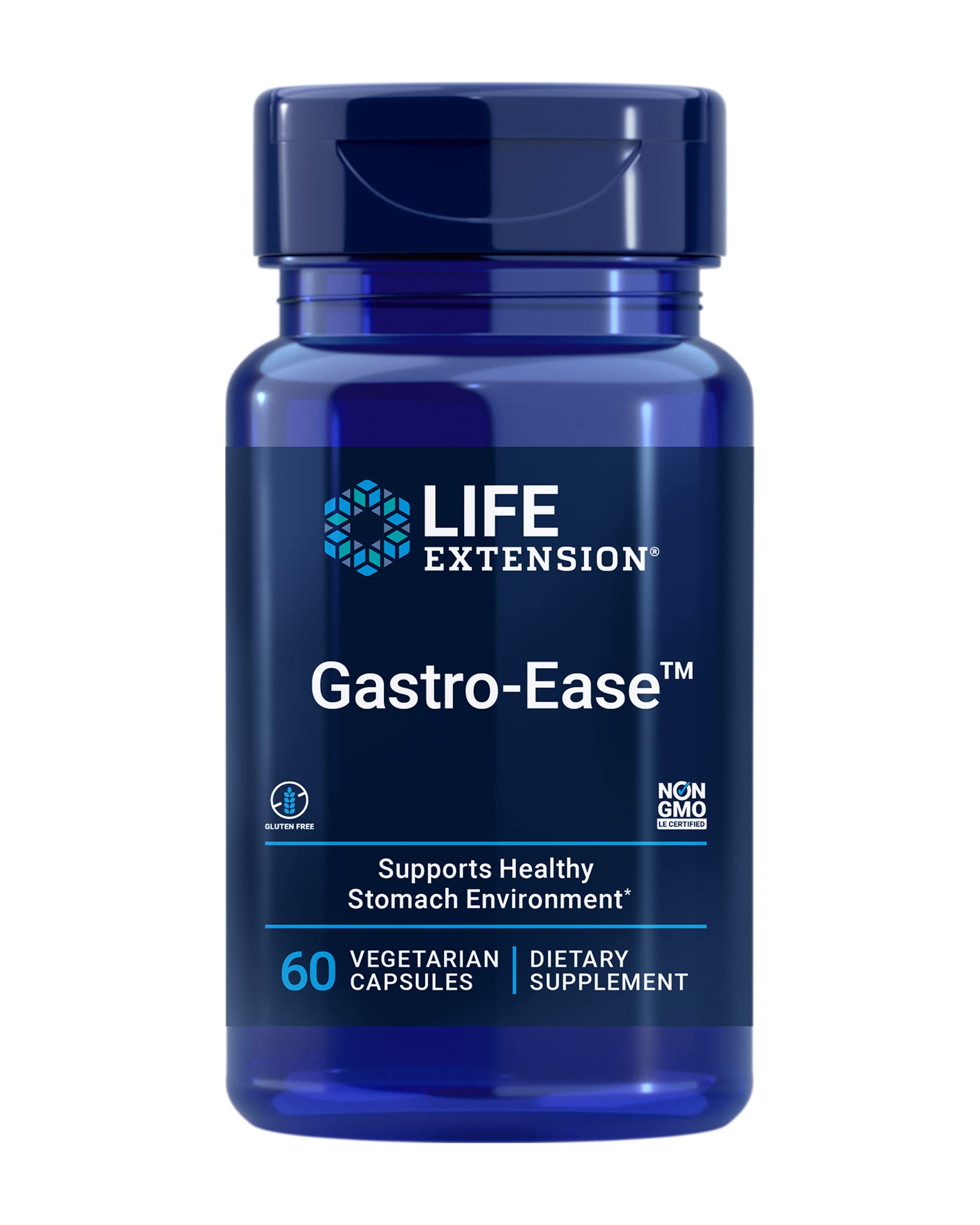 Life Extension Gastro-Ease: botella de 60 cápsulas para confort digestivo tras comidas