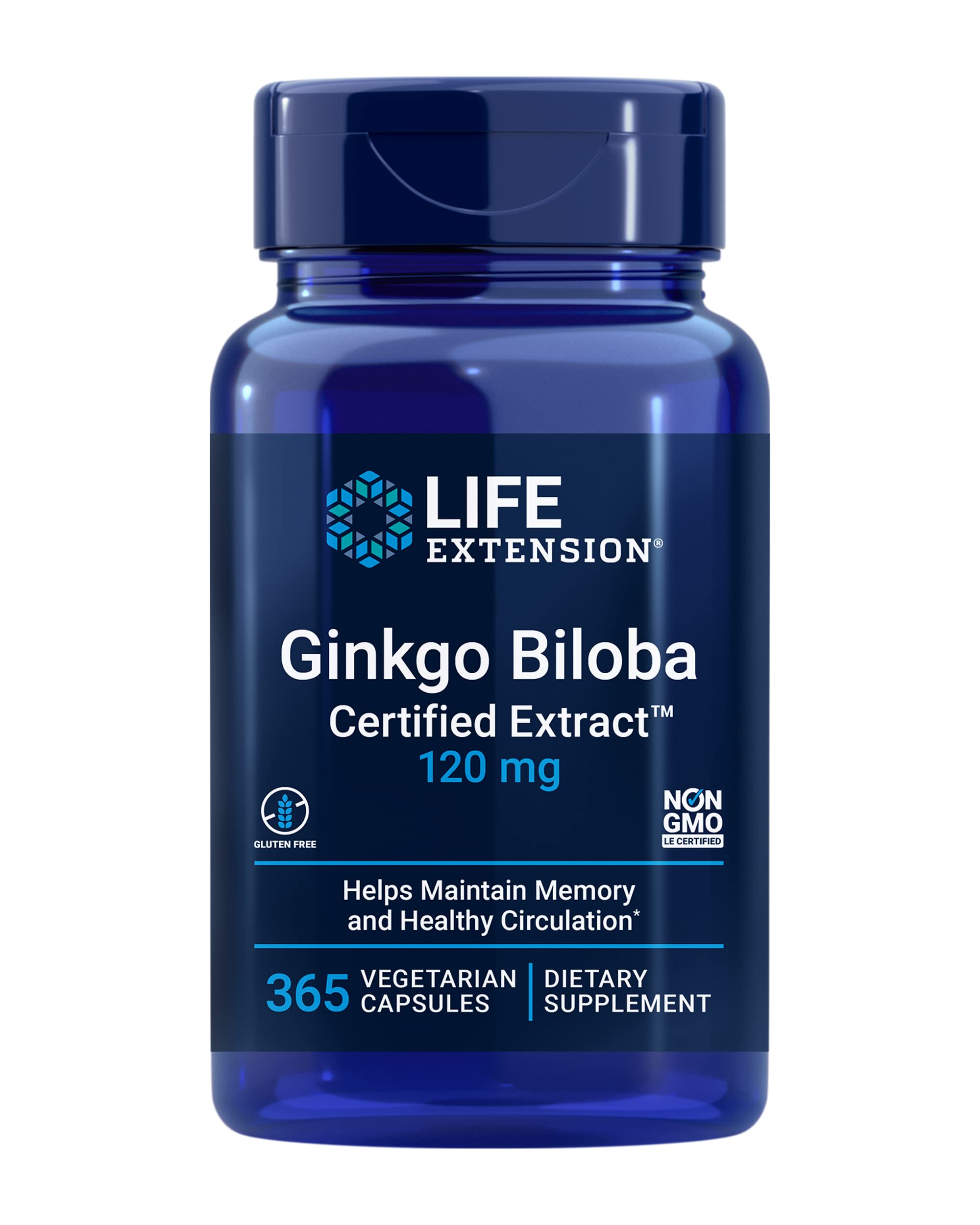 Life Extension Ginkgo Biloba: cápsulas en botella para apoyar la memoria y la claridad mental