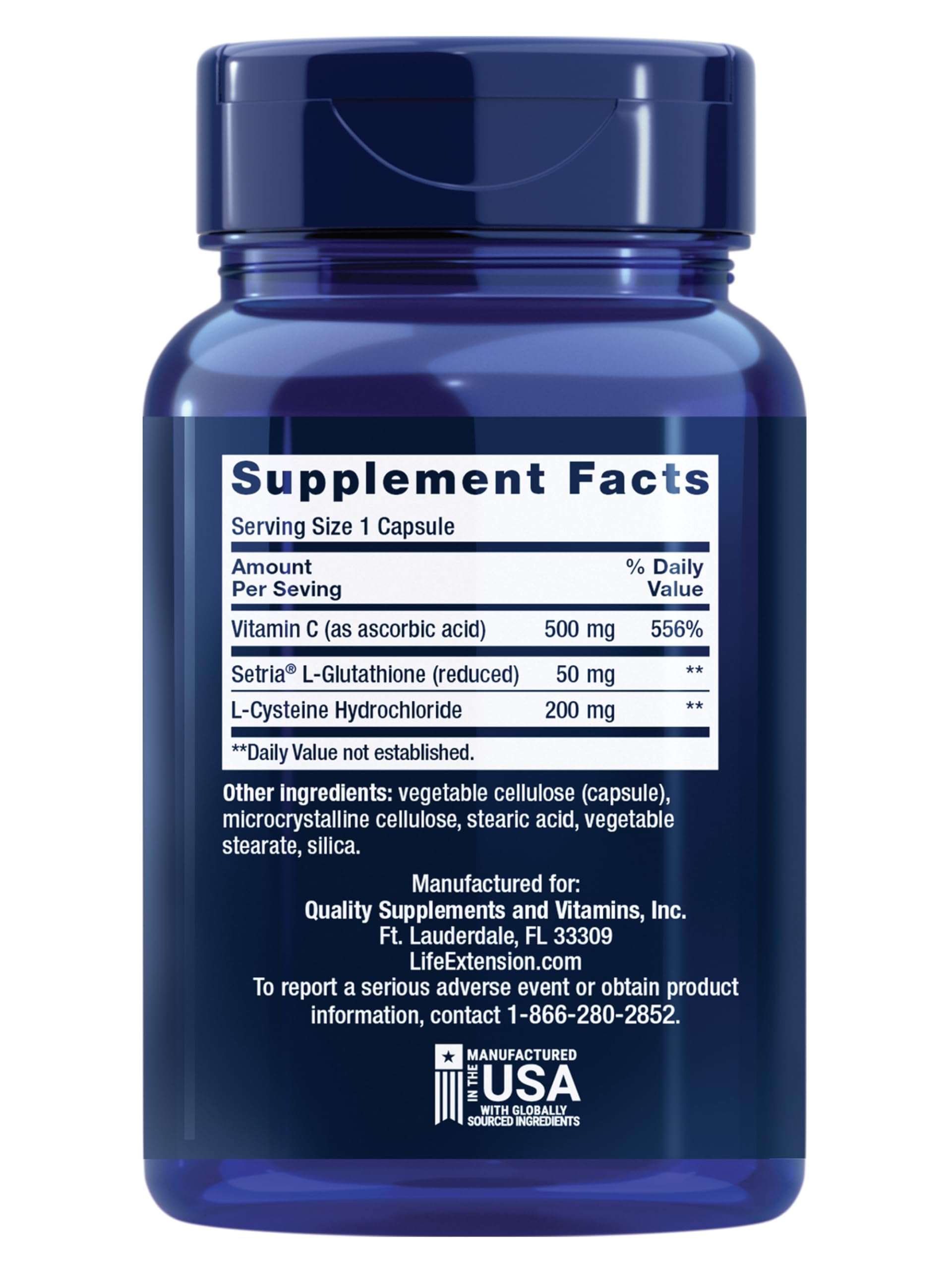Life Extension glutation-cisteina-c-500mg cápsulas, opción práctica para la rutina diaria.