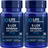 Life Extension 5-LOX Inhibitor con ApresFlex frente de la botella para movilidad diaria.