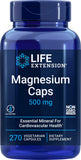 Life Extension Magnesium Caps 500 mg en botella: uso diario para bienestar general.