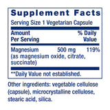 Life Extension Magnesium Caps: cápsula individual en primer plano para 500 mg de magnesio.