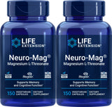 Life Extension Neuro-Mag botellas con cápsulas para soporte potencial de la función cerebral