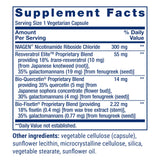 Life Extension Nicotinamide Riboside 300 mg, etiqueta de ingredientes, soporte energético.