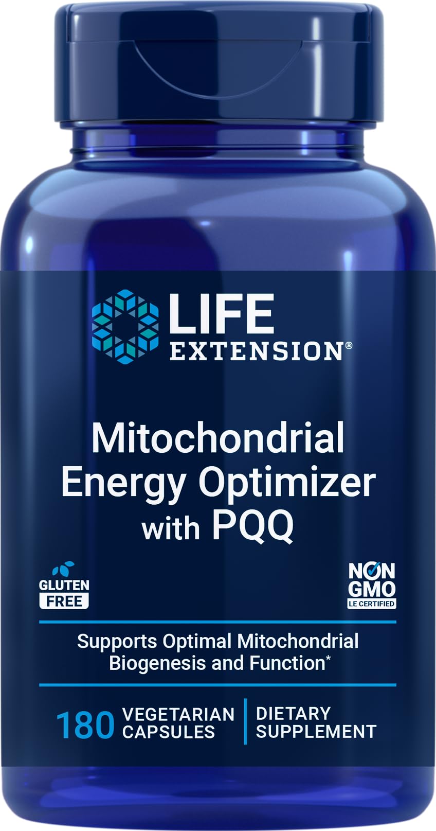 Life Extension Optimizador Mitocondrial frente a la botella, posible apoyo a la energía celular