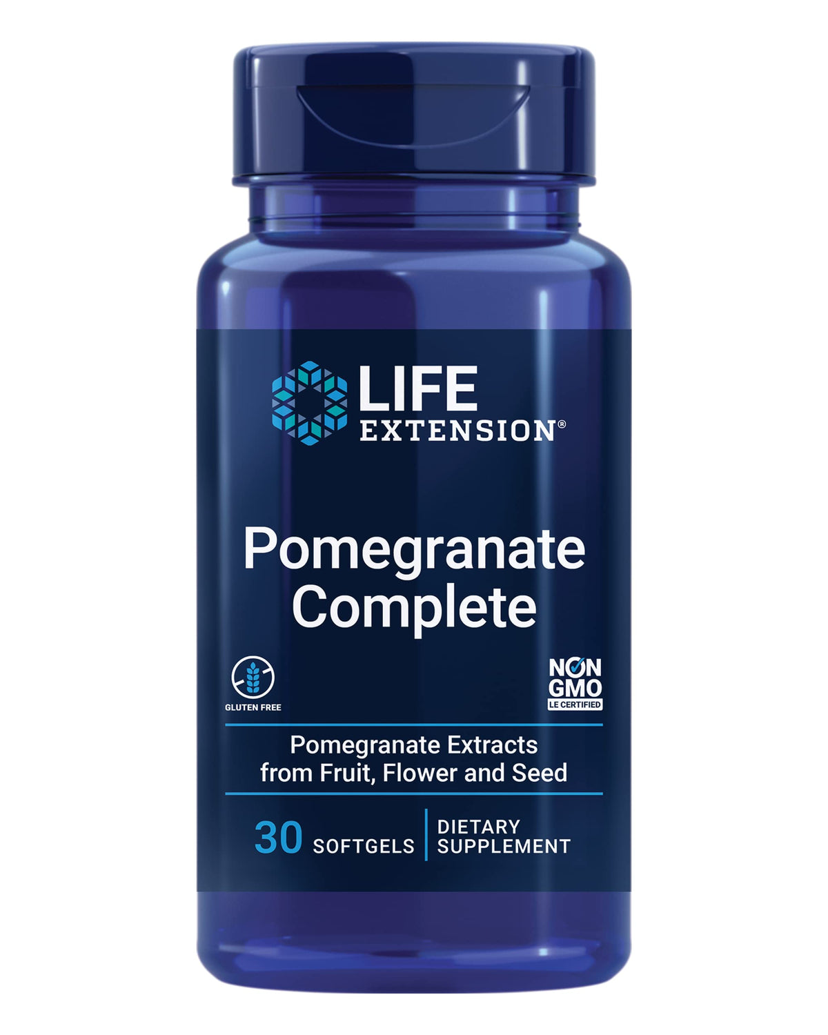Life Extension Pomegranate Complete ofrece fruta-extracto para potenciar antioxidantes en tu rutina diaria.