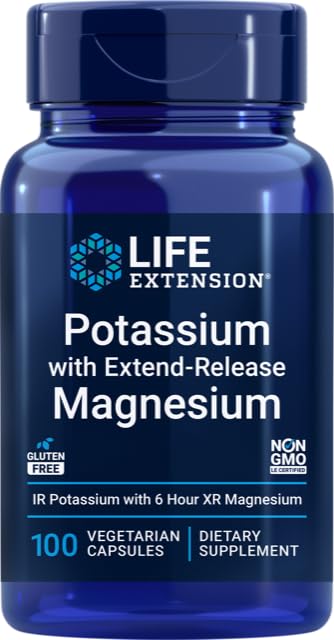 Life Extension Potasio 99 mg con Magnesio extendido, soporte para músculos y nervios.