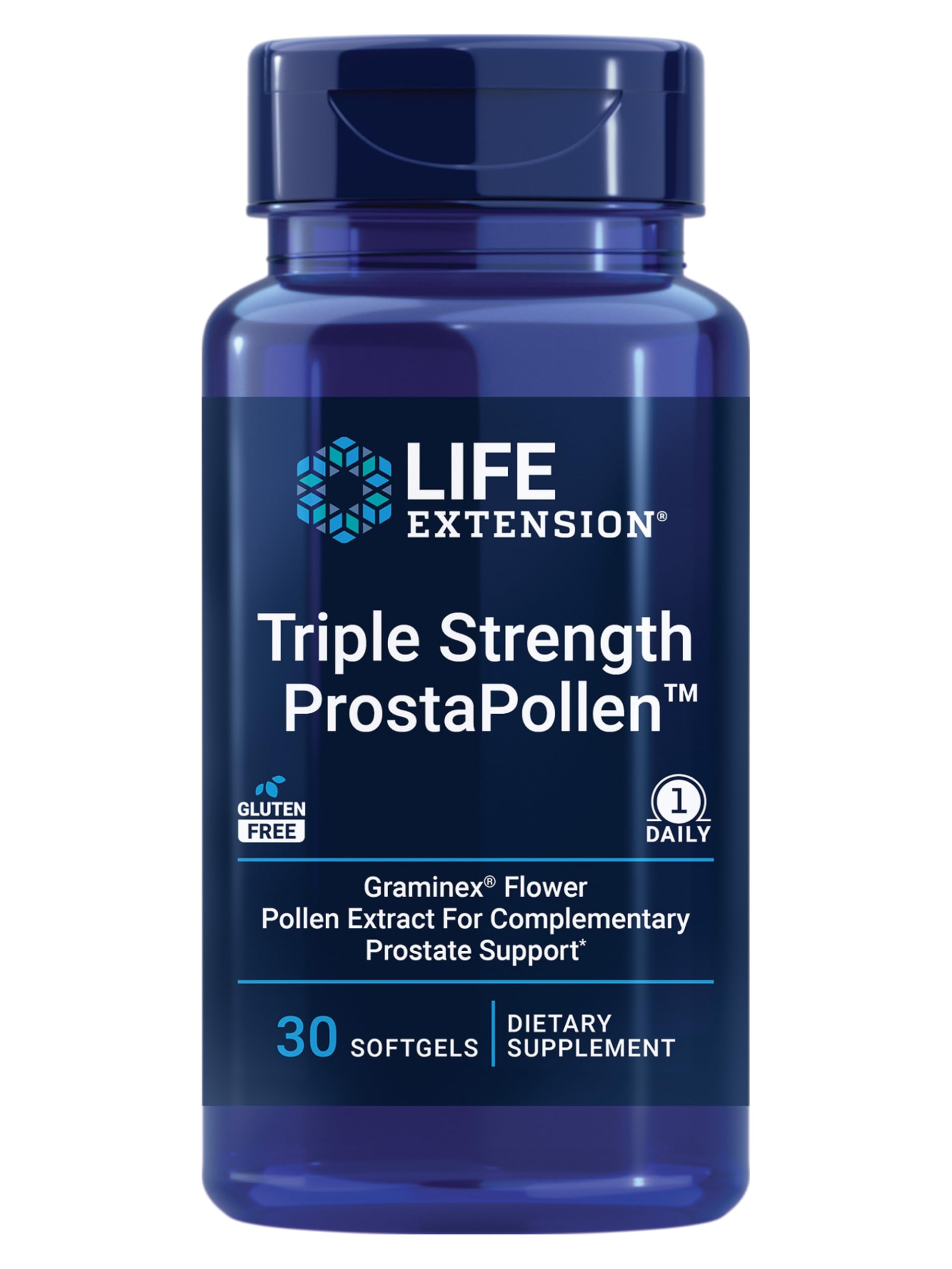 Life Extension ProstaPollen — botella con cápsulas blandas para uso diario
