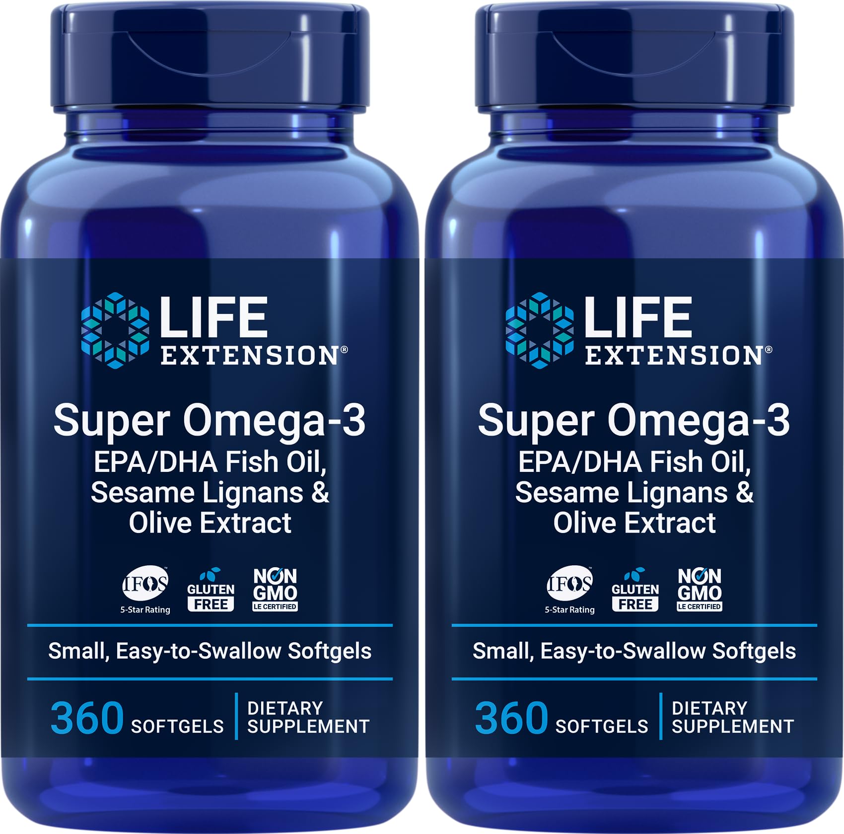 Life Extension Super Omega-3: botella de cápsulas blandas de fácil de tragar.