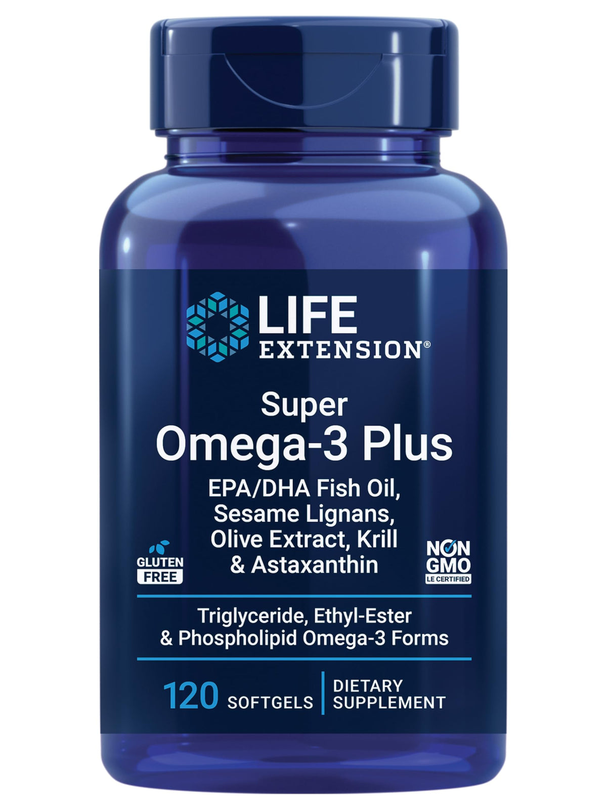 Life Extension Super Omega-3, botella: apoyo para corazón y cerebro con aceite de pescado.