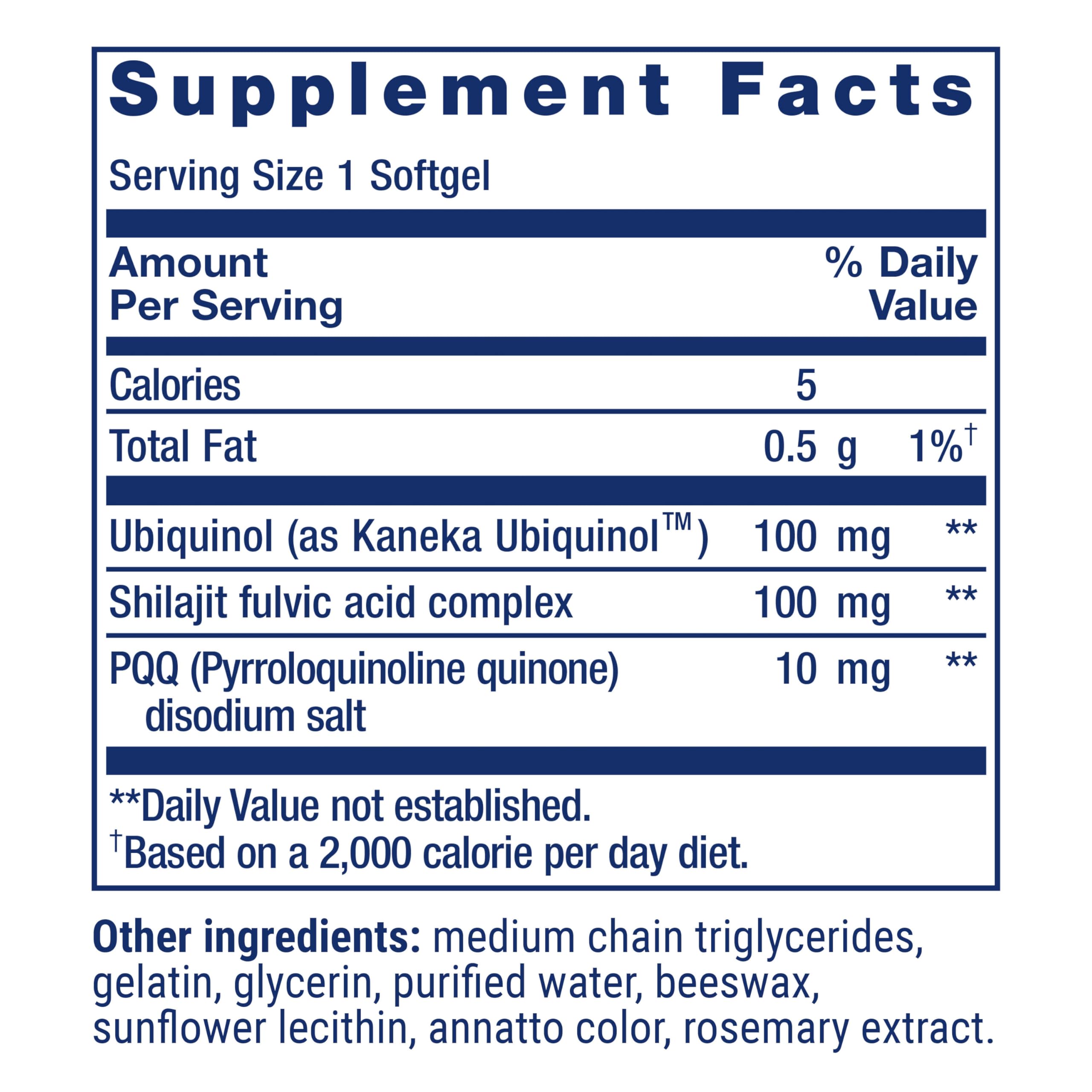 CoQ10 100 mg por cápsula para uso diario.
