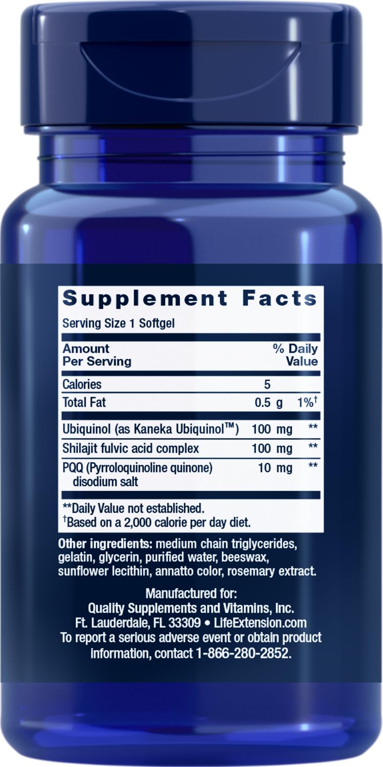 Life Extension Super Ubiquinol CoQ10 con PQQ, etiqueta visible, fórmula antioxidante de alta pureza
