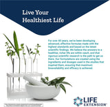 Life Extension L-Theanine cápsulas en estante, apoyo para calma y enfoque.