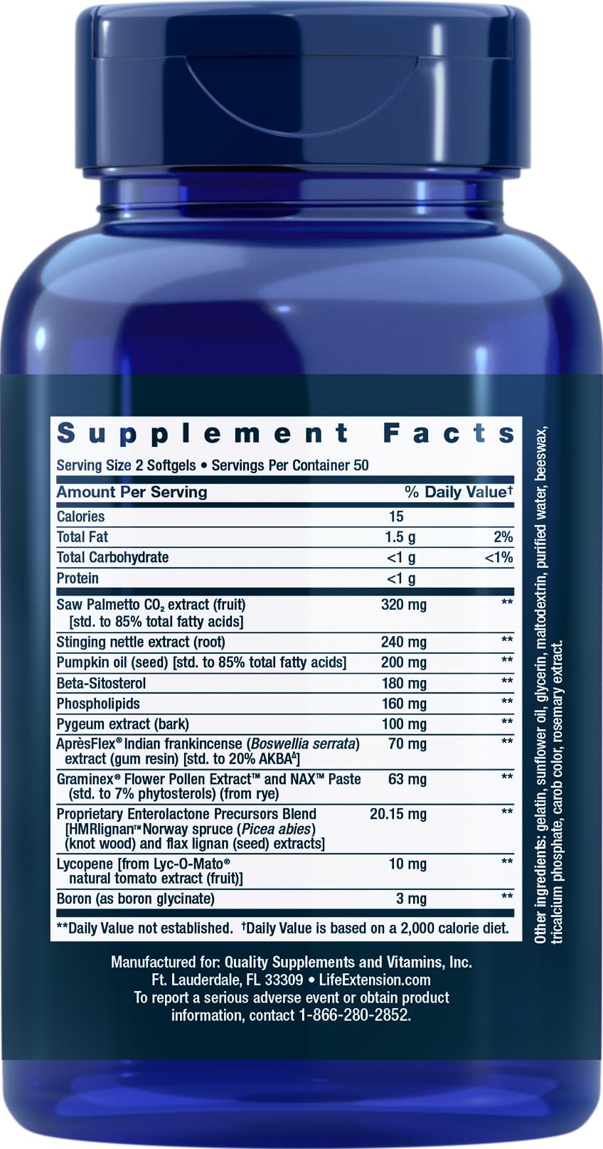 Life Extension Ultra Prostate Formula tapa de la botella facilita el acceso diario