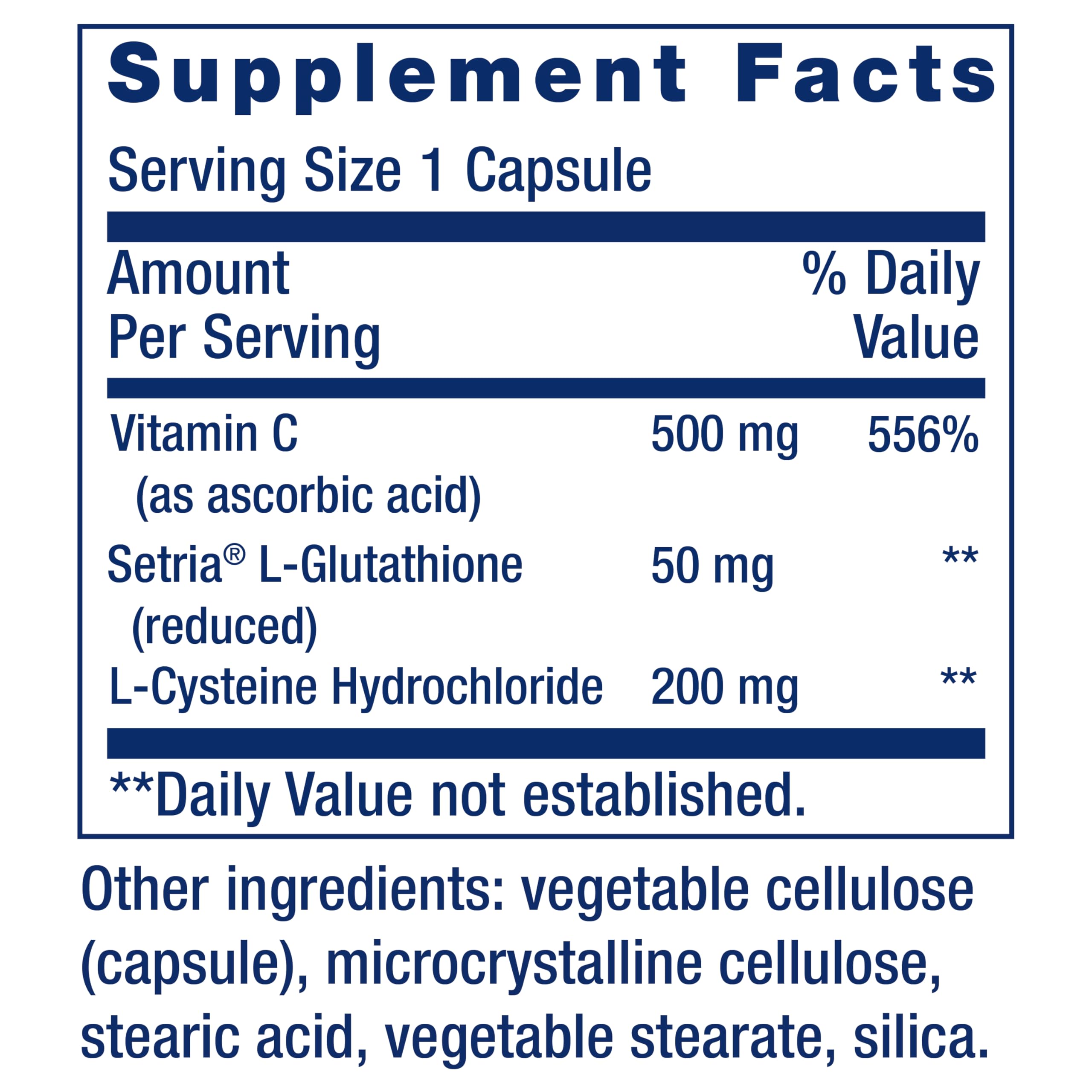 Life Extension vitamina C 500mg cápsula, refuerzo antioxidante para el día.