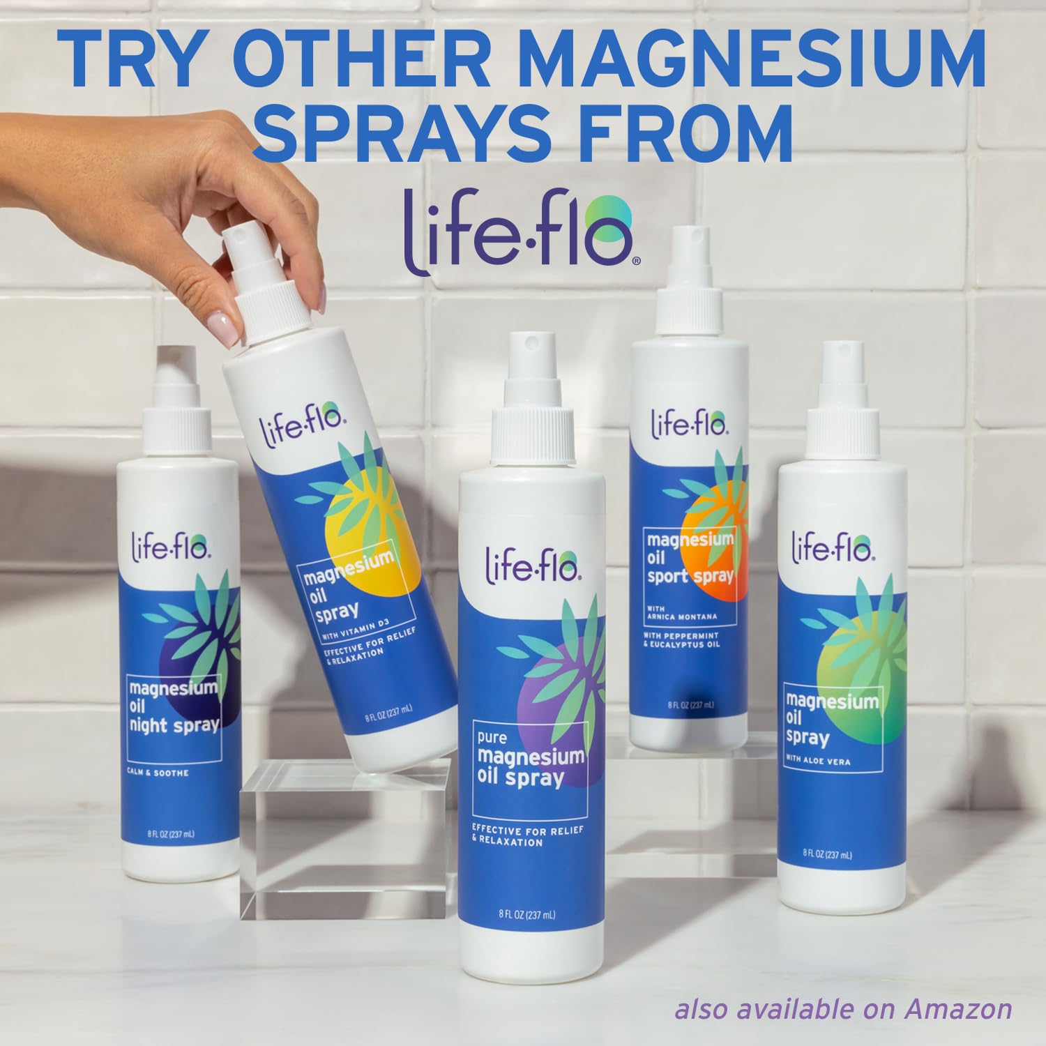 Life-FLO envase de 236 ml con magnesio para la relajación diaria.