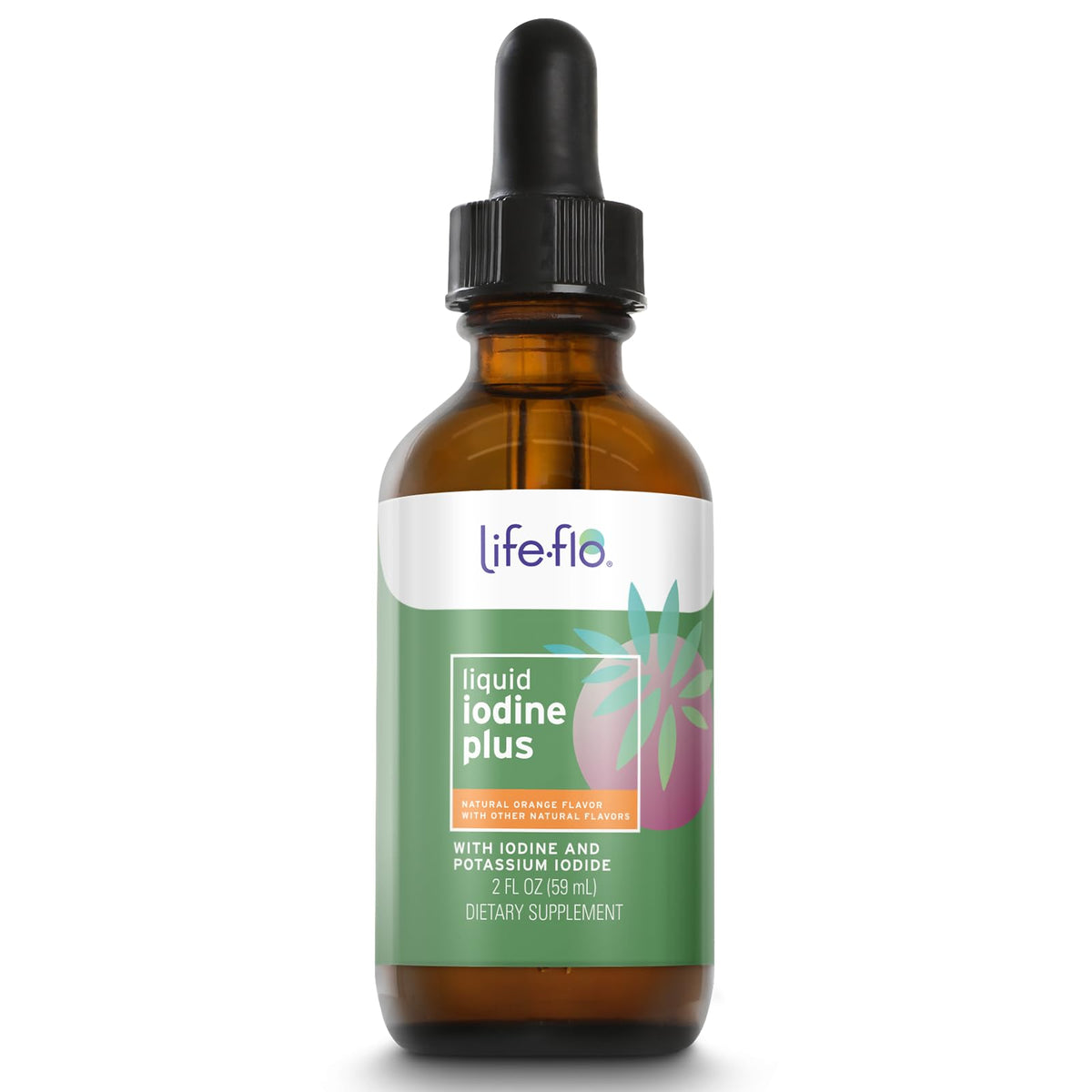 Life-flo Yodo Líquido Plus botella: apoyo tiroideo y energía diaria.