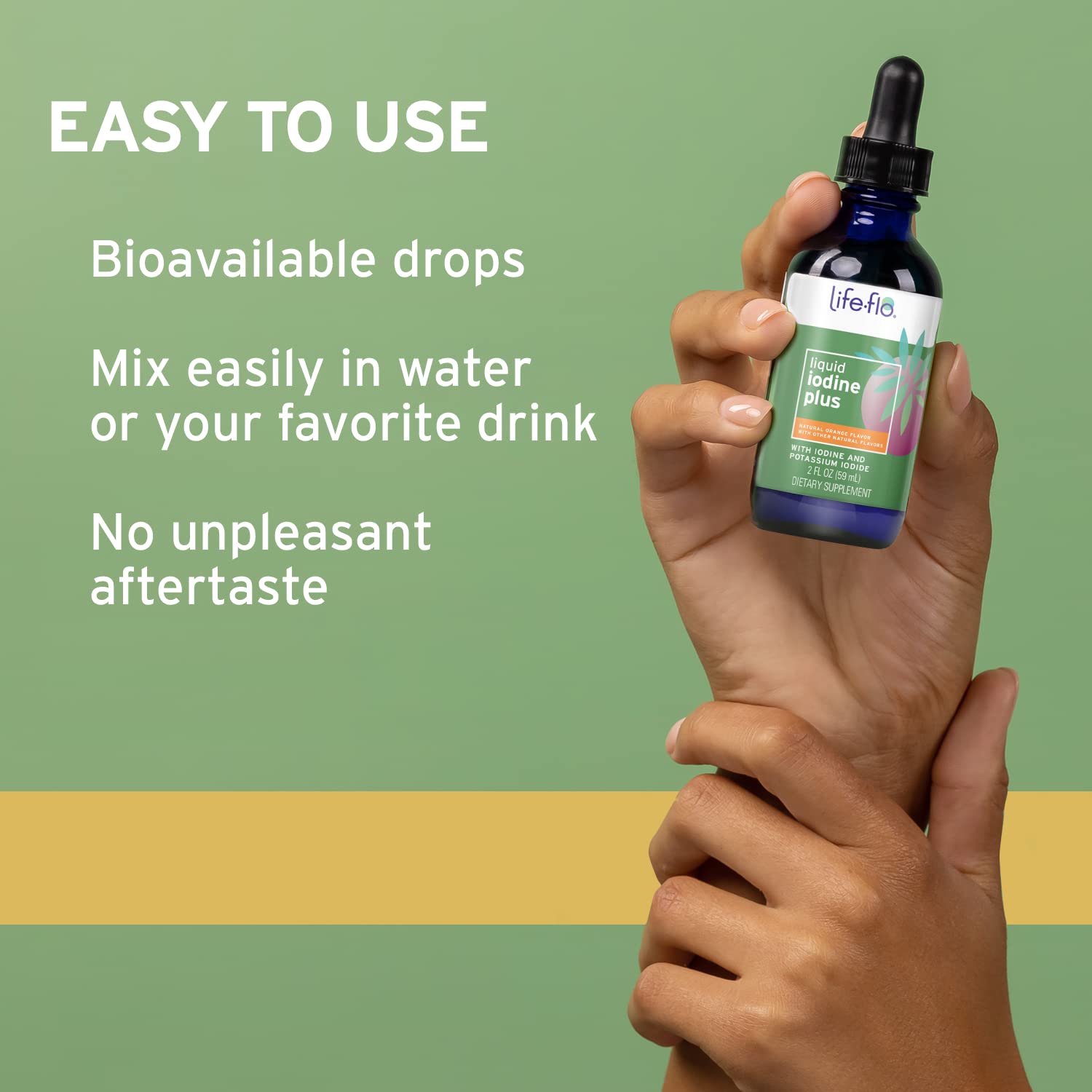 Life-flo Yodo Líquido Plus botella: alternativa sin pastillas para quienes buscan comodidad.