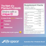 Life-Space Probiotics cápsulas para mujeres, textura suave y fácil de tragar.