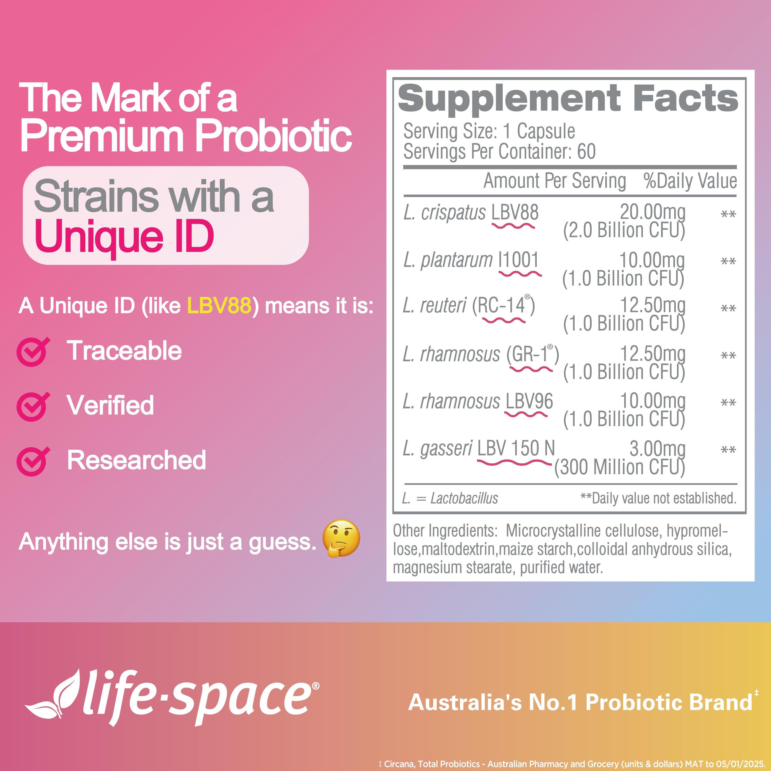 Life-Space Probiotic para mujeres, caja-cartón, empaque responsable y legible
