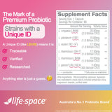 Life-Space Probiotic para mujeres, caja-cartón, empaque responsable y legible