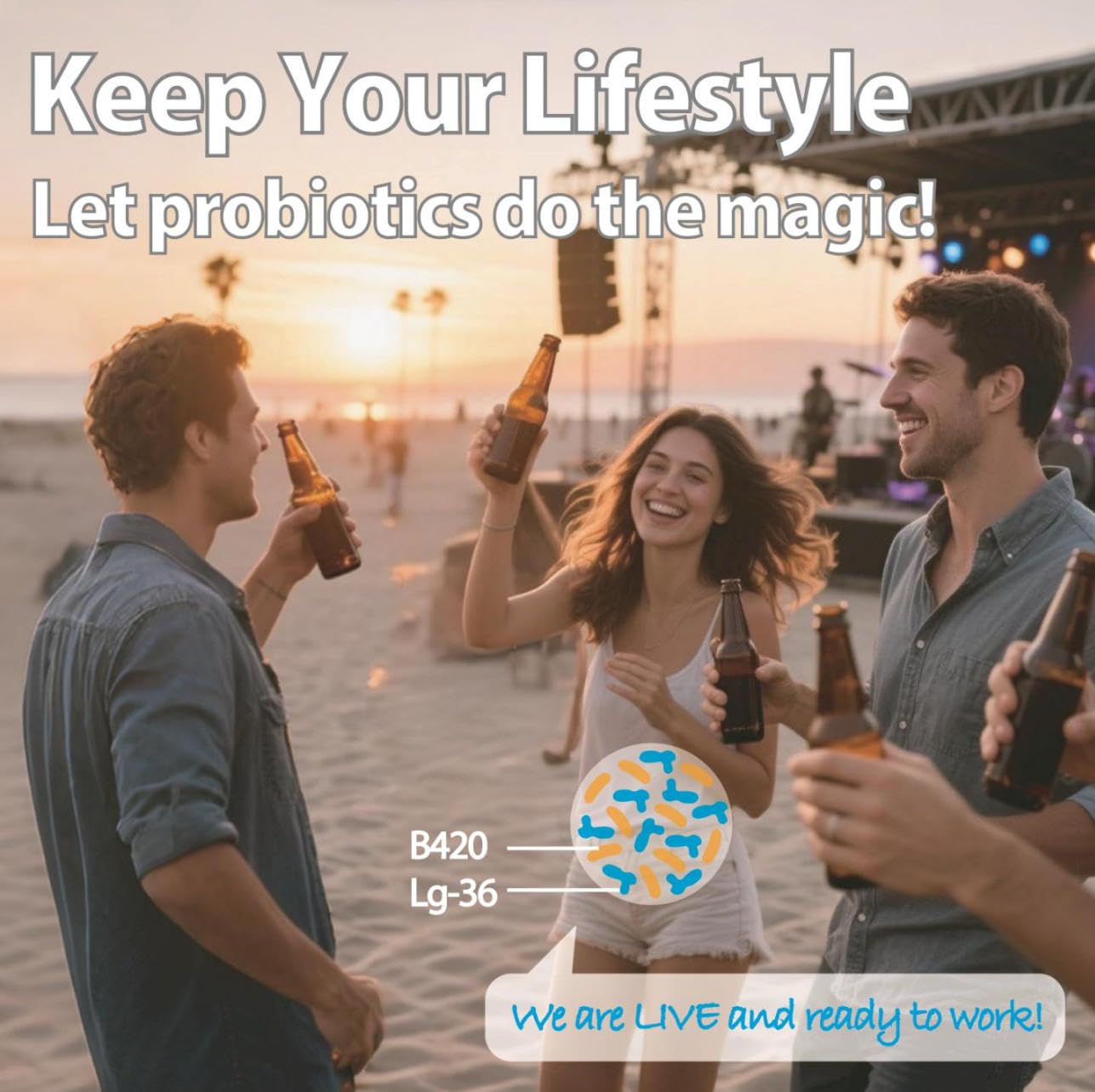 Life-Space Shape B420 Probiotics, paquete externo con información de cepas y prebióticos