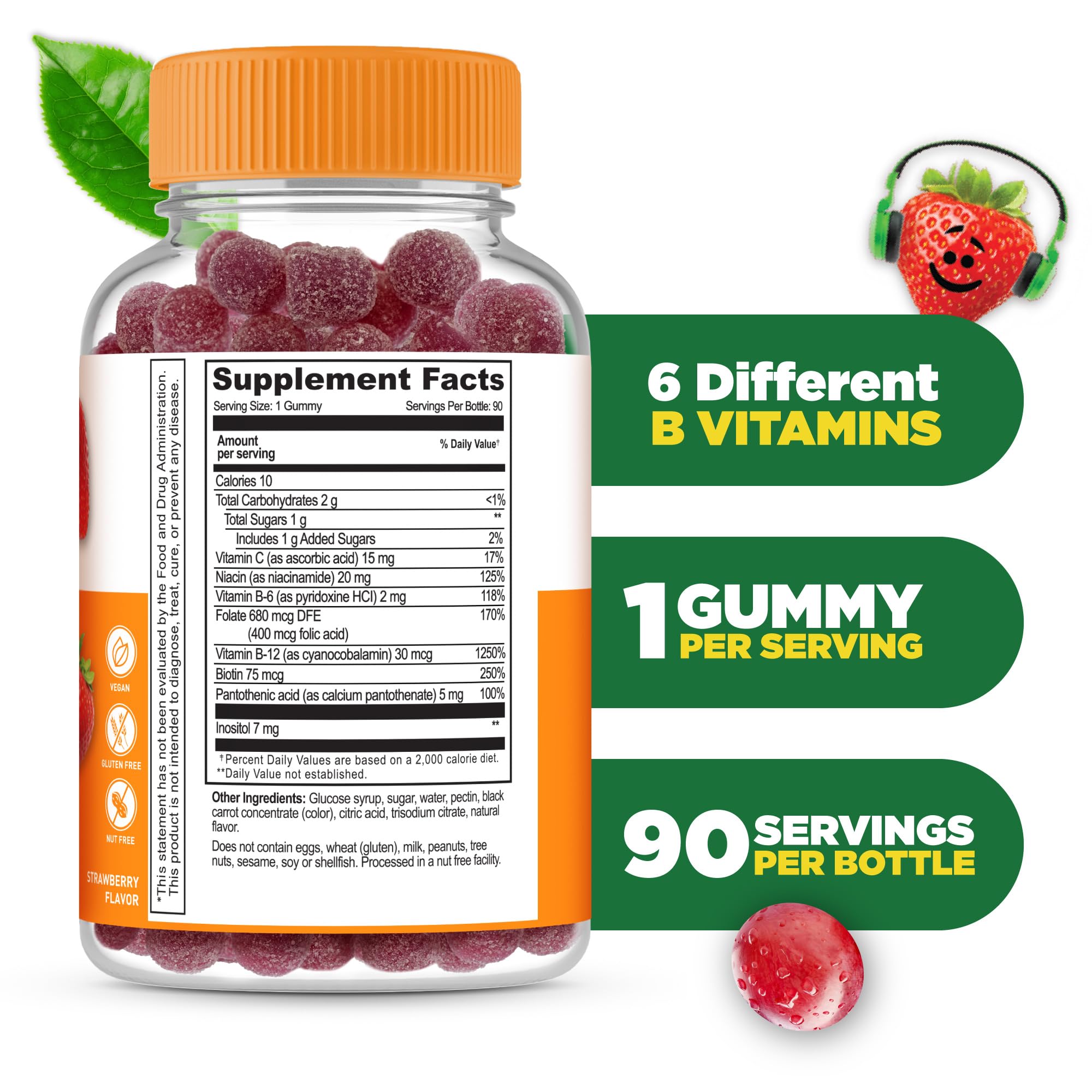 Lifeable B Complex para Niños, gomitas, mejora concentración y nervios con Vitamina C.