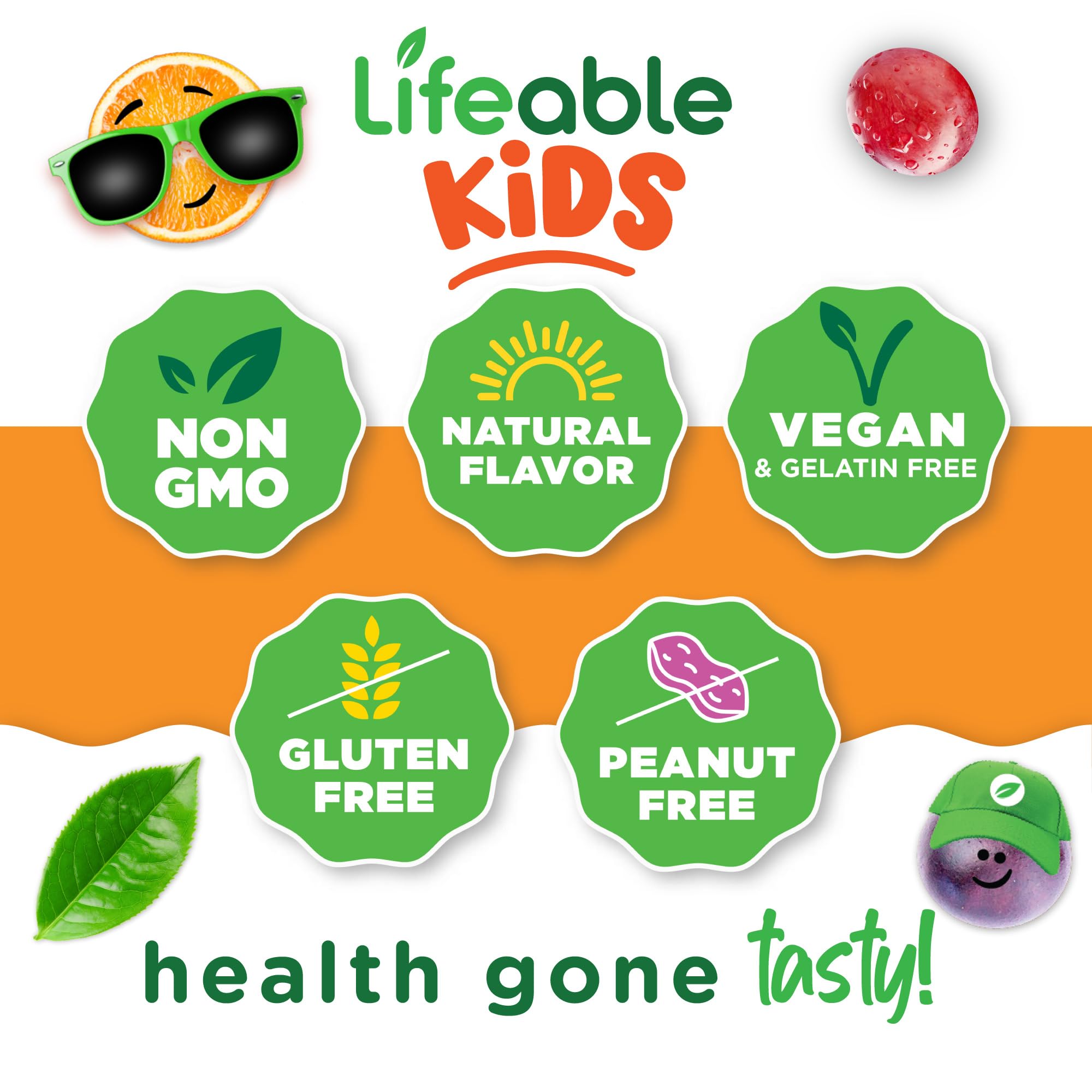 Lifeable B Complex para Niños, seis vitaminas B en una gomita diaria.